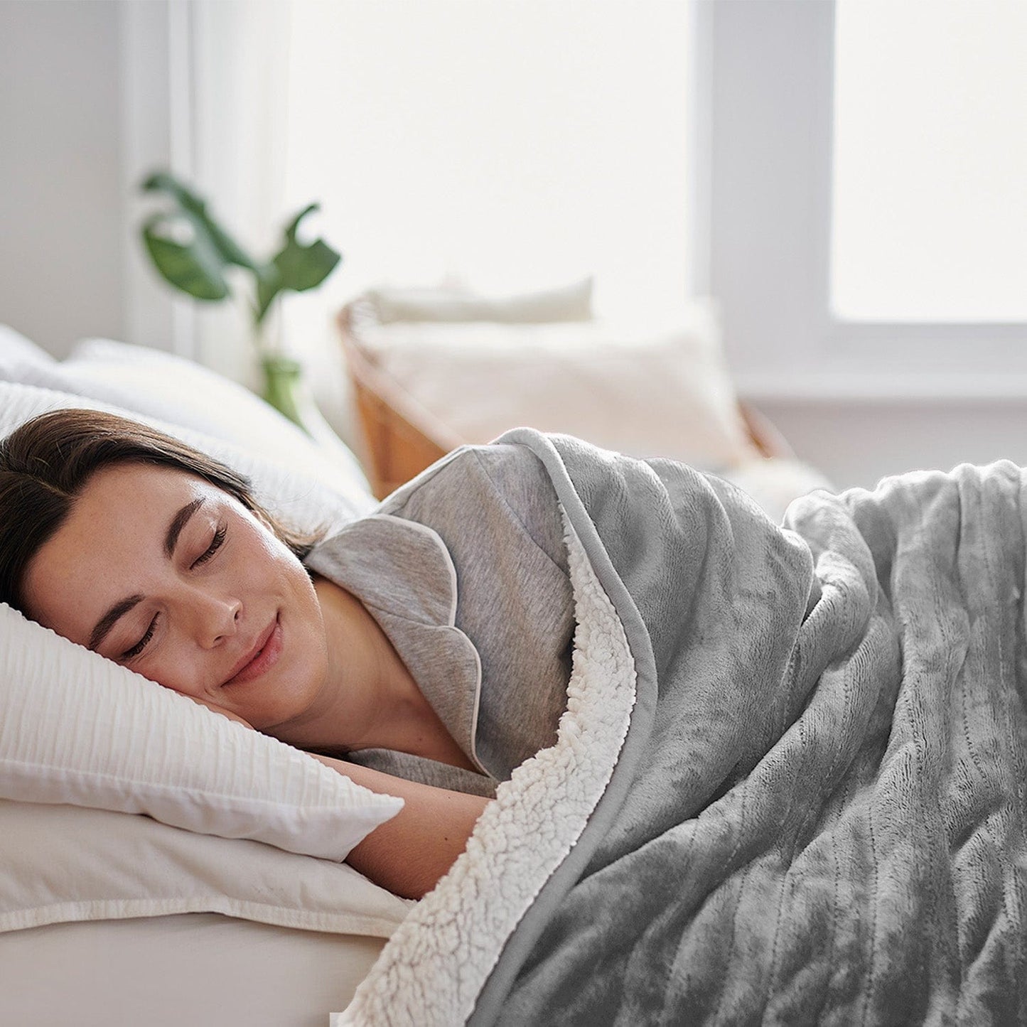 Fleece & Sherpa Heated Throw